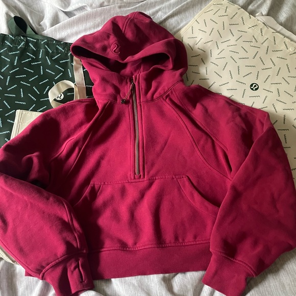 EUC Lululemon Scuba Oversized Half-Zip Hoodie, XS/S, Pomegrante - Picture 5 of 8